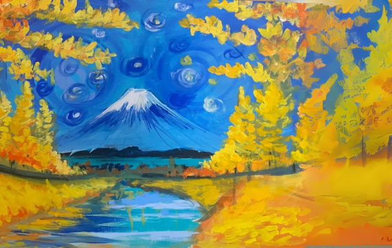 VanGogh Inspired Mount Fuji